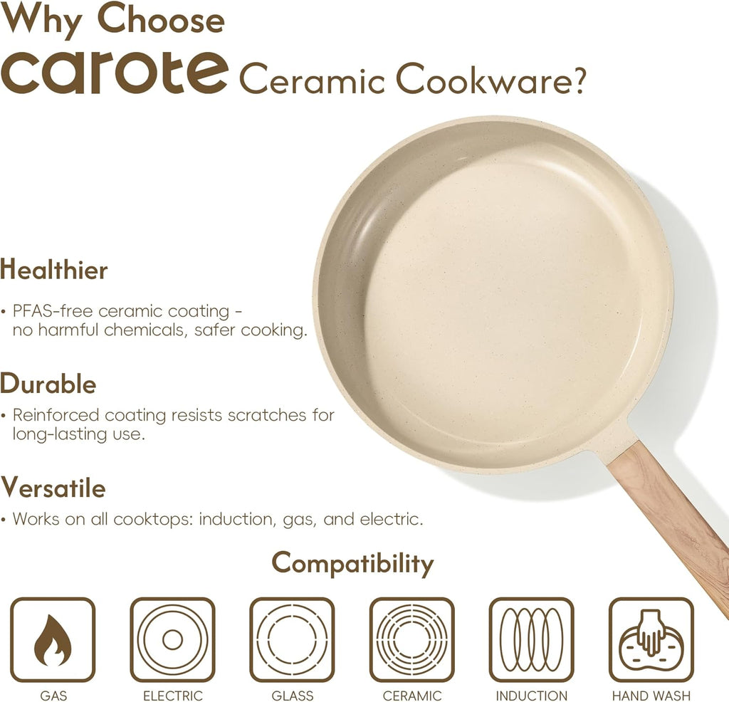 14Pcs Non Stick Ceramic Cookware Set PFAS and PFOA Free