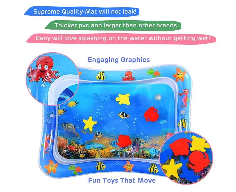Inflatable Baby Water Mat for Tummy Time | Colorful Sensory Play Mat for Infants & Toddlers | PVC Leak-Proof Early Development Toy Pad