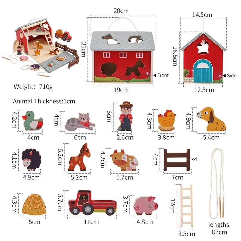 Tiny&Thrive Wooden Barn Set – Educational BC Farm Toys for Kids