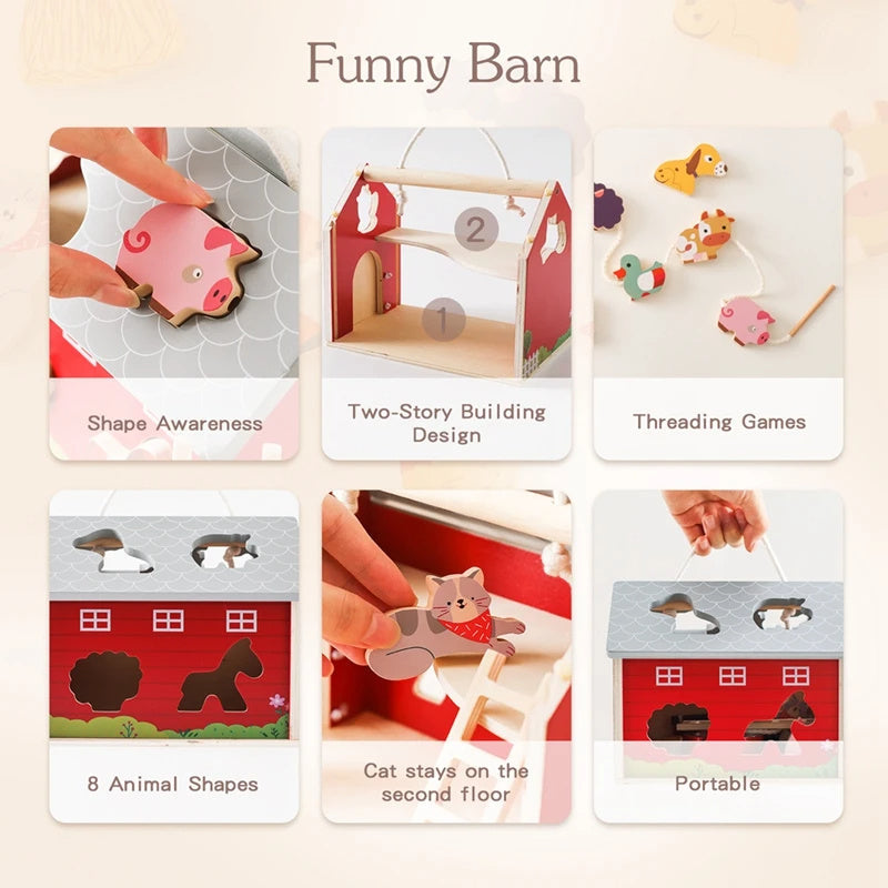 Tiny&Thrive Wooden Barn Set – Educational BC Farm Toys for Kids
