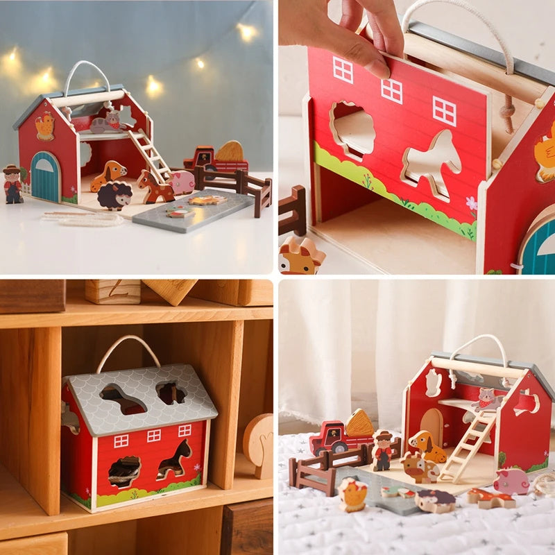Tiny&Thrive Wooden Barn Set – Educational BC Farm Toys for Kids