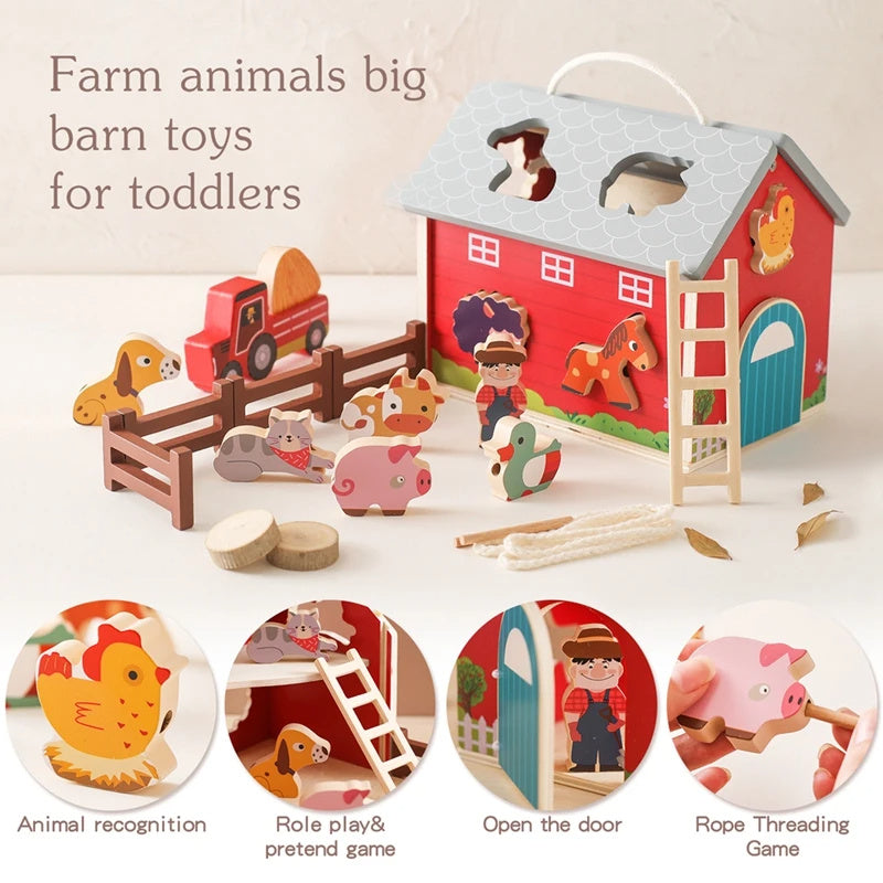 Tiny&Thrive Wooden Barn Set – Educational BC Farm Toys for Kids