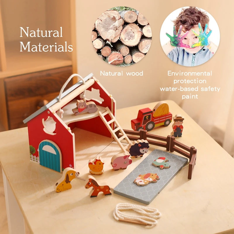 Tiny&Thrive Wooden Barn Set – Educational BC Farm Toys for Kids