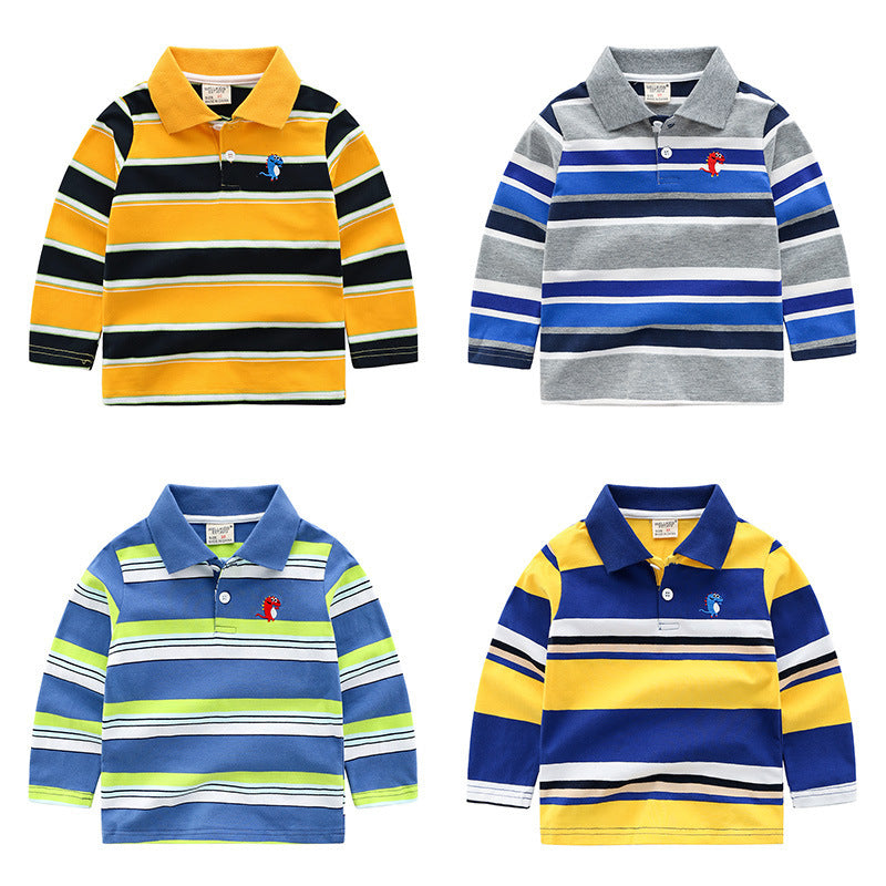 Tiny&Thrive Boys Striped Shirt Long Sleeve T Shirts – Soft Cotton Casual Wear