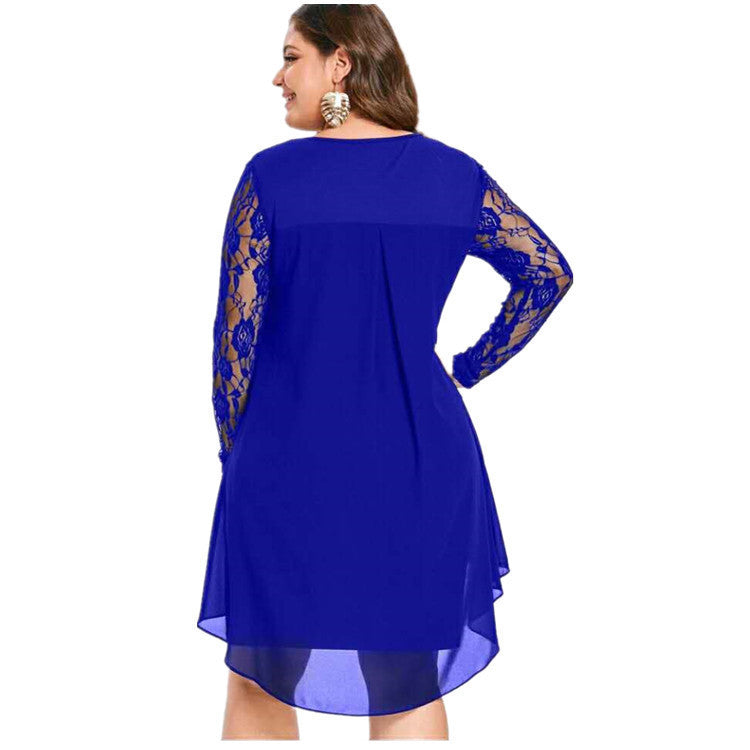 Tiny&Thrive Elegant Patchwork Dress Women – Plus Size Long Sleeve Lace Casual Dress for Summer Wedding, Party & Curvy Fashion 2025