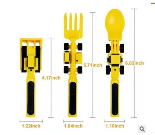 Tiny&Thrive Kids Utensils – Dinneractive Excavator Spoon & Cutlery Set