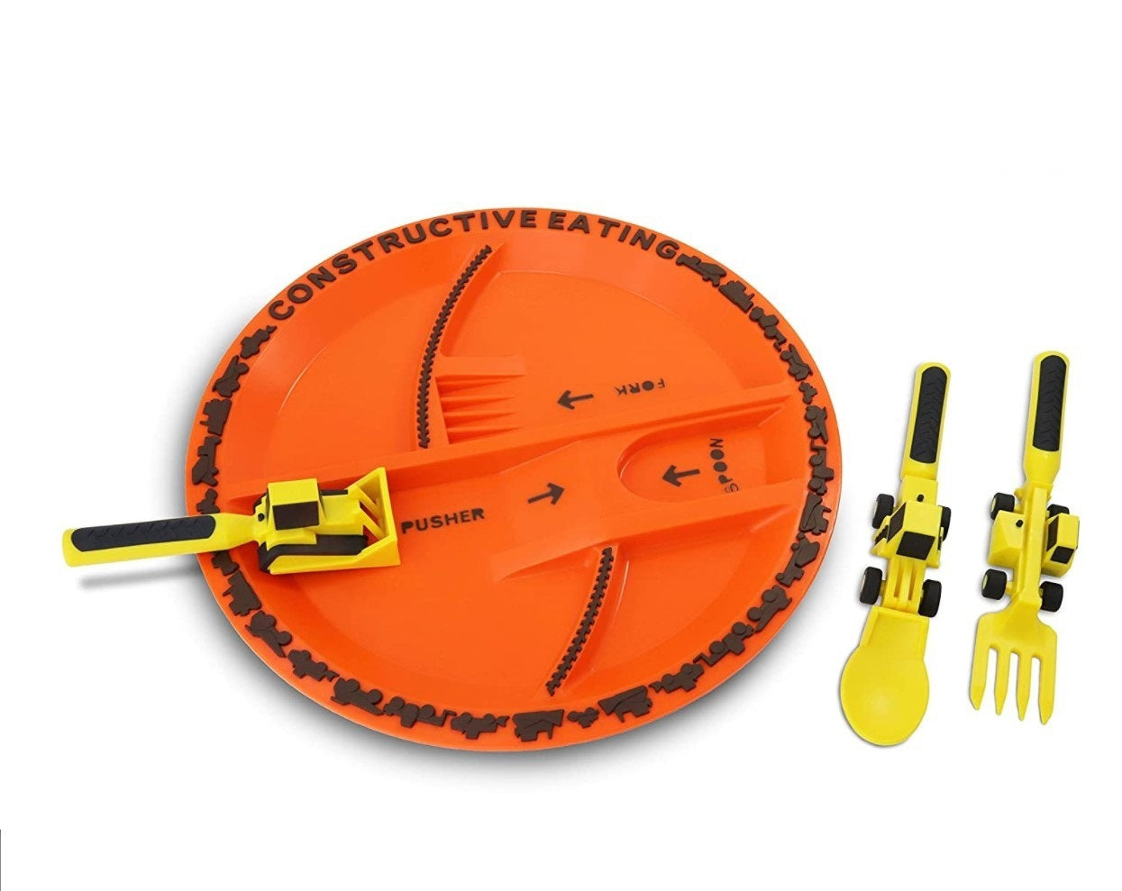 Tiny&Thrive Kids Utensils – Dinneractive Excavator Spoon & Cutlery Set