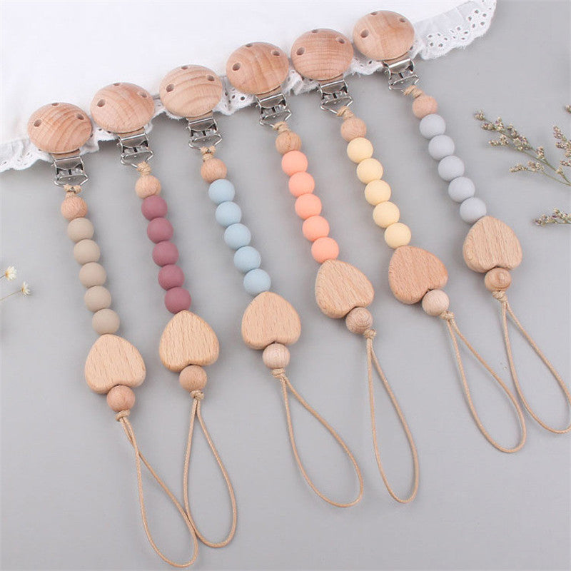 Tiny&Thrive Silicone Pacifier Clips – Infant Wooden Pacifiers Chain for Babies