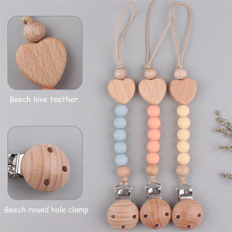 Tiny&Thrive Silicone Pacifier Clips – Infant Wooden Pacifiers Chain for Babies
