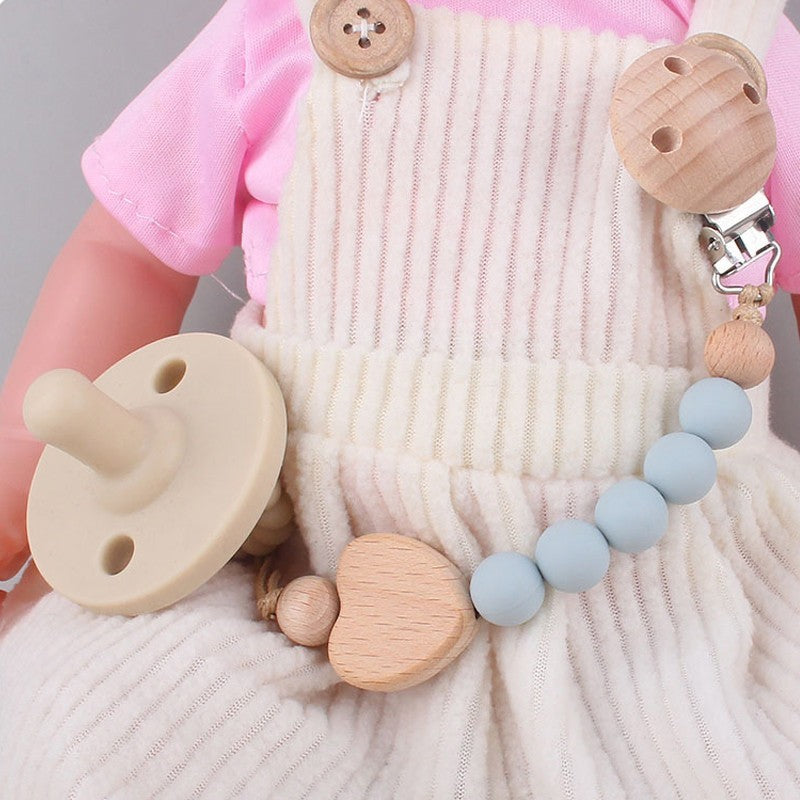 Tiny&Thrive Silicone Pacifier Clips – Infant Wooden Pacifiers Chain for Babies
